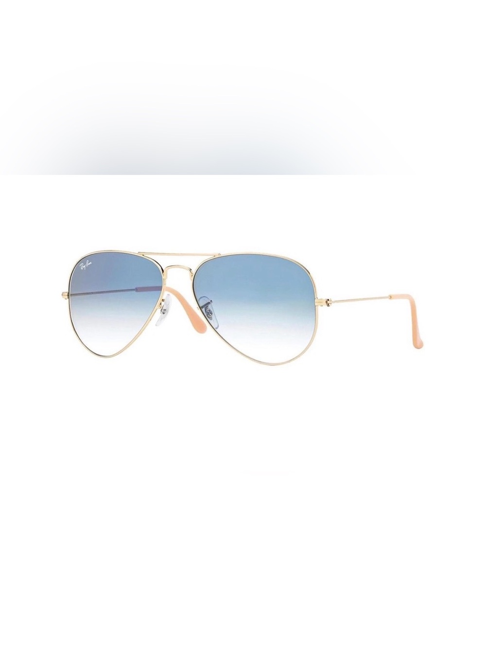 Ray-Ban Women's Gold Aviator Sunglasses with Blue Gradient Lenses and Peach Tips
